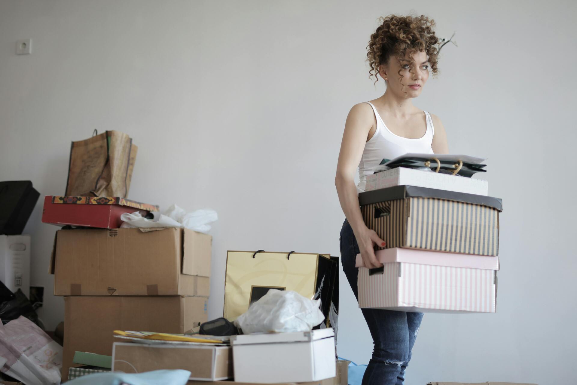 woman with boxes